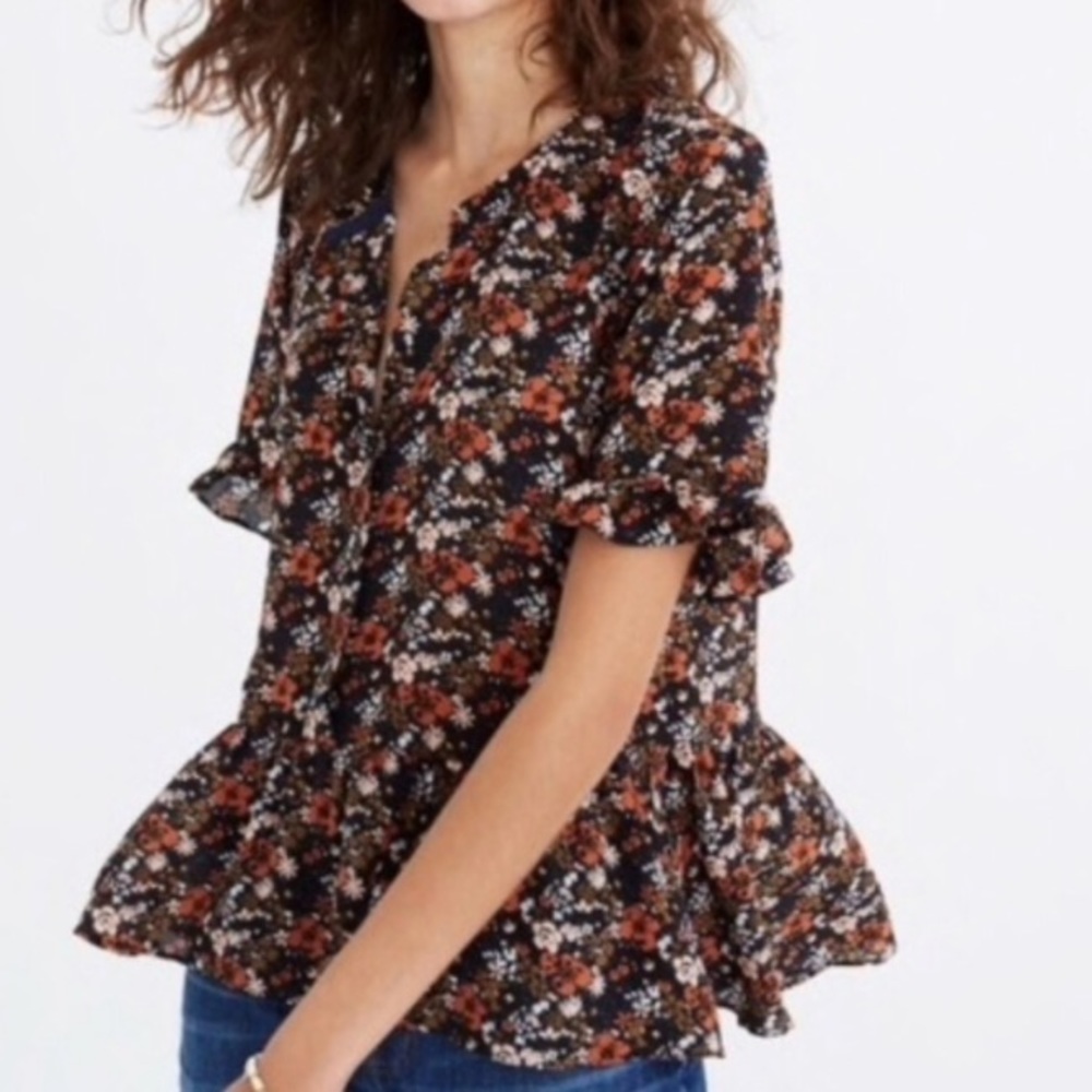 Madewell Floral Peplum Blouse